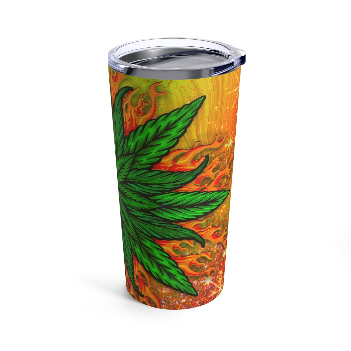 Amazing Orange Green Collage Marijuana Elegantly Designed 420 Weed Tumbler 20oz