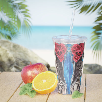 Love Shows No Time Boundaries Skulls,  Loewenkind Creations Plastic Tumbler with Straw