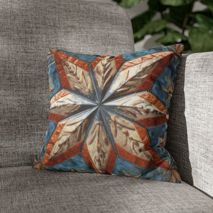 Beautiful Stars Abstract Star Style Orange, White And Blue Spun Polyester Square Pillow Case