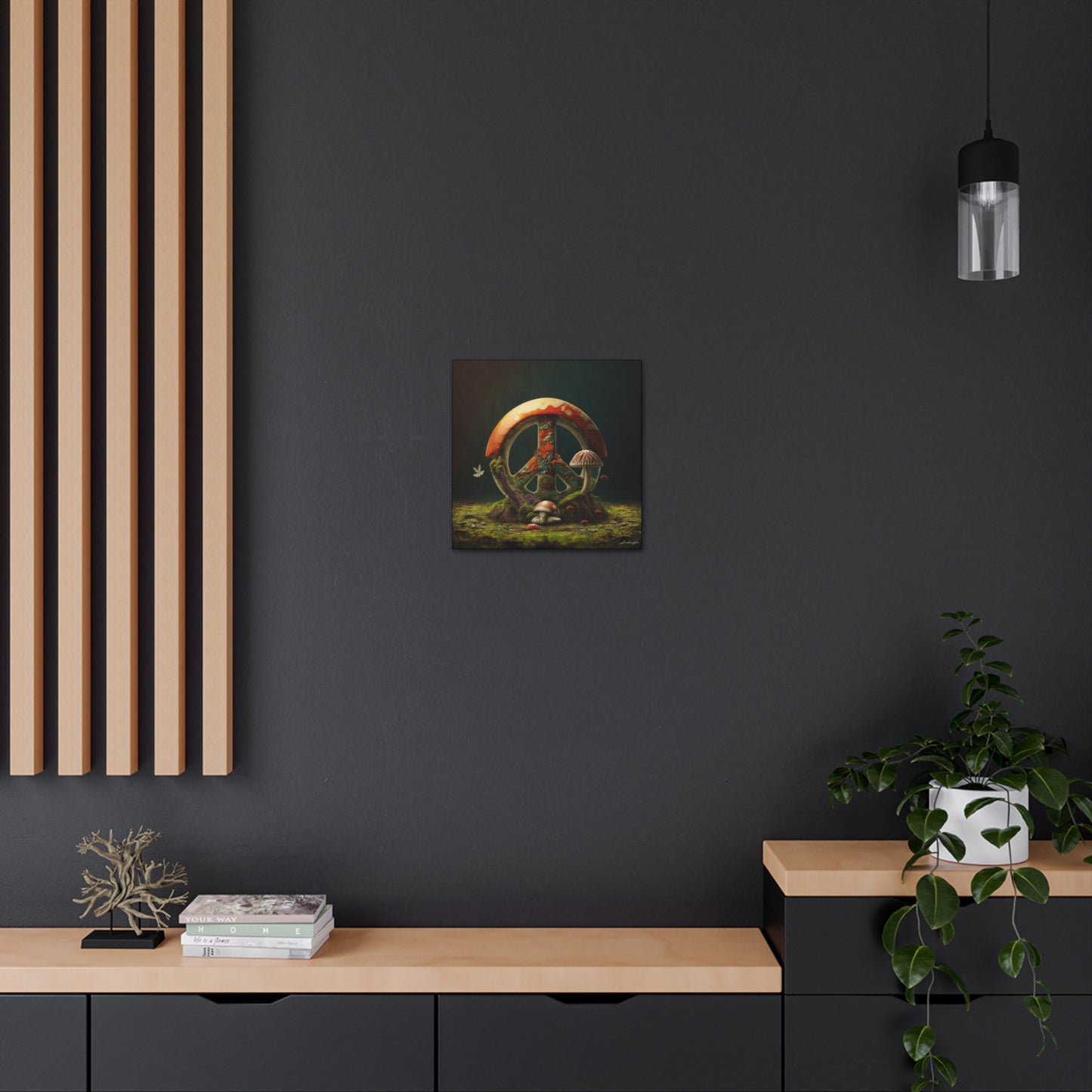 Beautiful Forest Round Peace Sign 6 Canvas Gallery Wraps