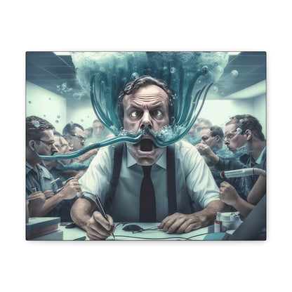 Head Under Water At The Office Under Corporate Stress And Pressure Canvas Gallery Wraps