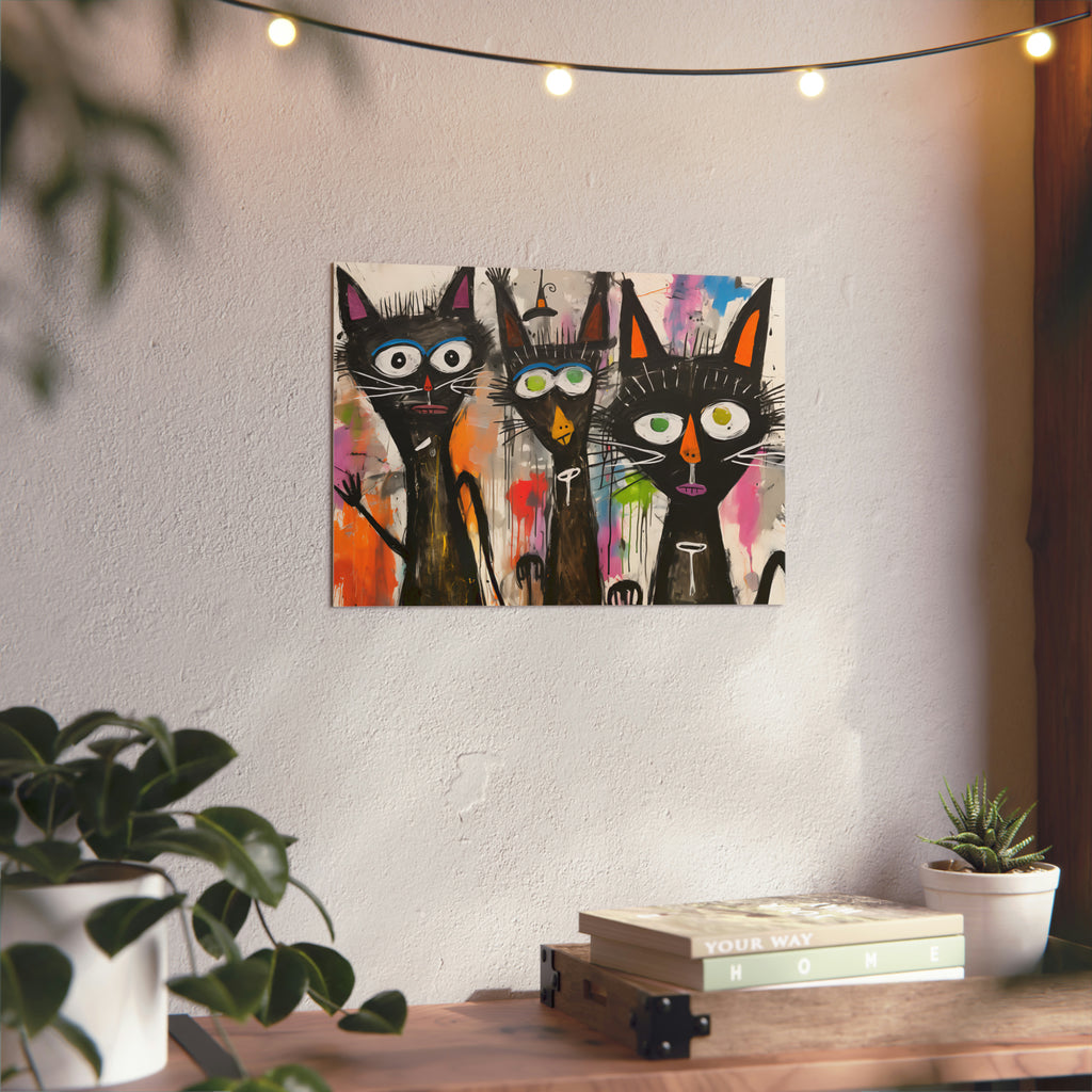 Doodle Abstract Black Cat By DaFlowerChild Aluminum Composite Panels