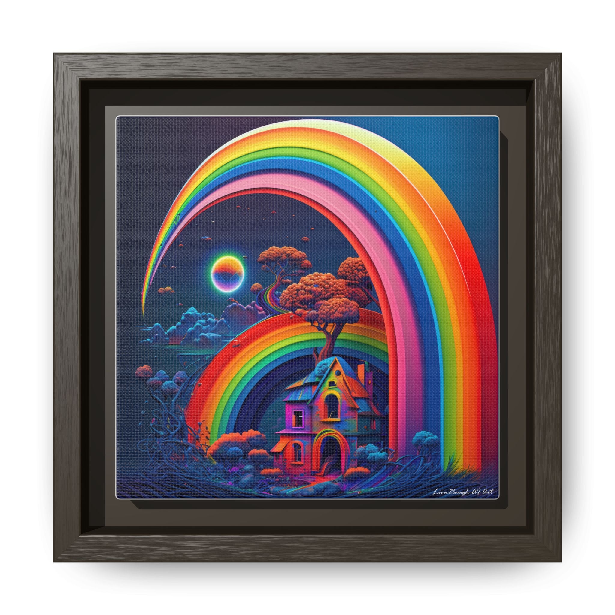 Home Beneath the Rainbow, Art Print — Colorful Modern Wall Canvas