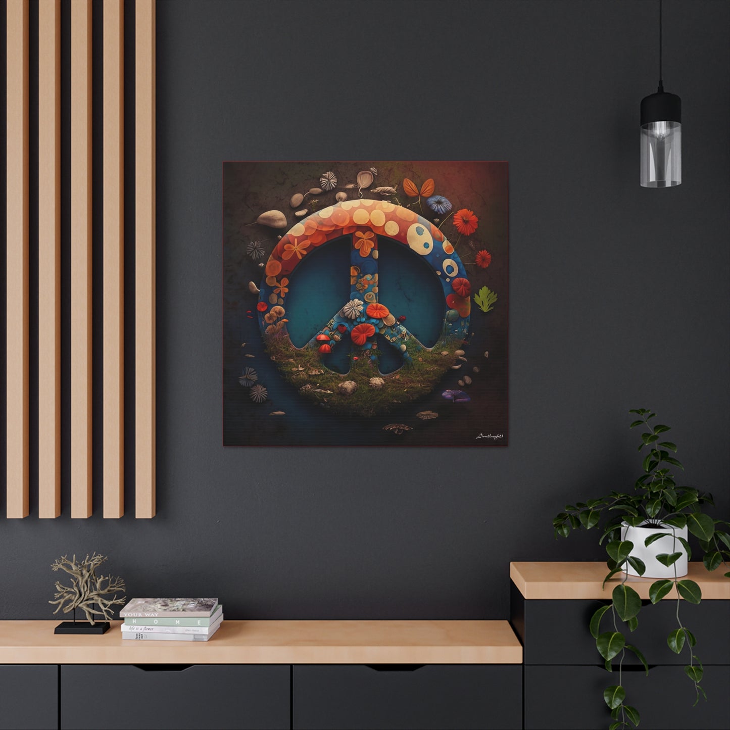 Beautiful Forest Round Peace Sign Canvas Gallery Wraps
