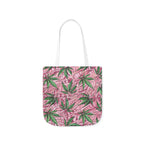 Beautifully Pink And Green Gorgeous Designed Marijuana 420 Weed Leaf Polyester Canvas Tote Bag (AOP)