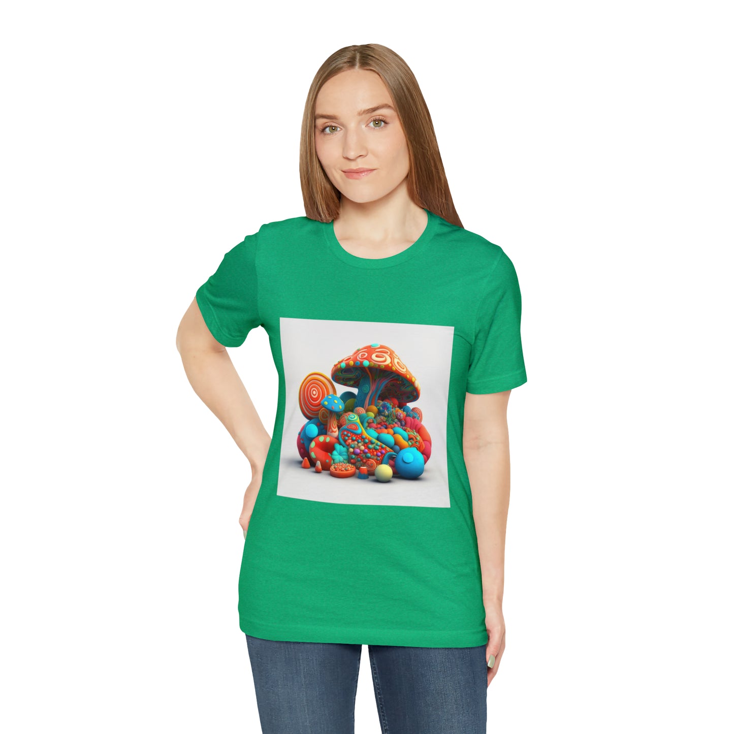 Hippie Mushroom Color Candy Style Design Style 1Unisex Jersey Short Sleeve Tee