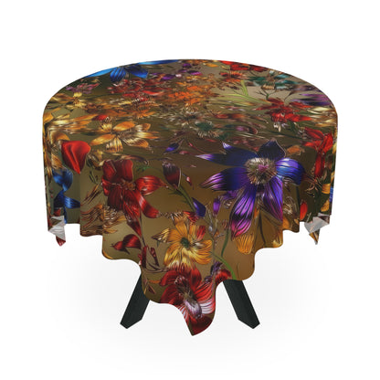 Bold & Beautiful & Metallic Wildflowers, Gorgeous floral Design, Style 1 Tablecloth