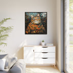 Mosaic Majesty: The Regal Cat, Framed Mosaic Cat Art Print — Colorful Modern Wall Canvas