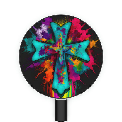 Bold And Beautiful Tie Dye Cross Style 1 Magnetic Induction Charger