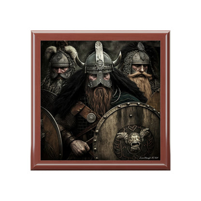 Viking's Stance With Shield, Black or Brown Jewelry Box