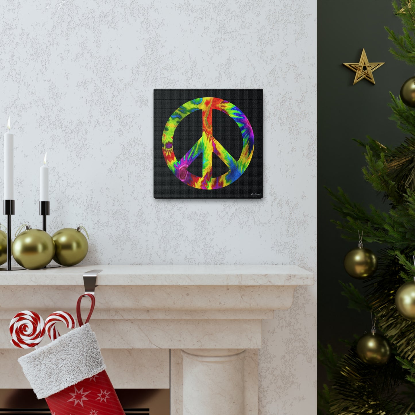 Coolio Tie Dye Hippie Peace Sign 6 Canvas Gallery Wraps