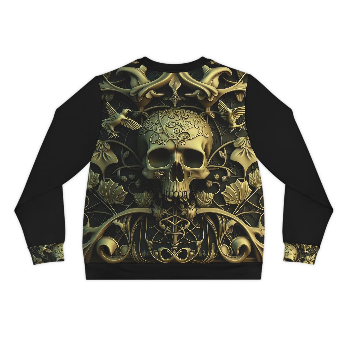 Metallic Chrome Skull and classic Designed Background Style 1 Lightweight Sweatshirt (AOP)