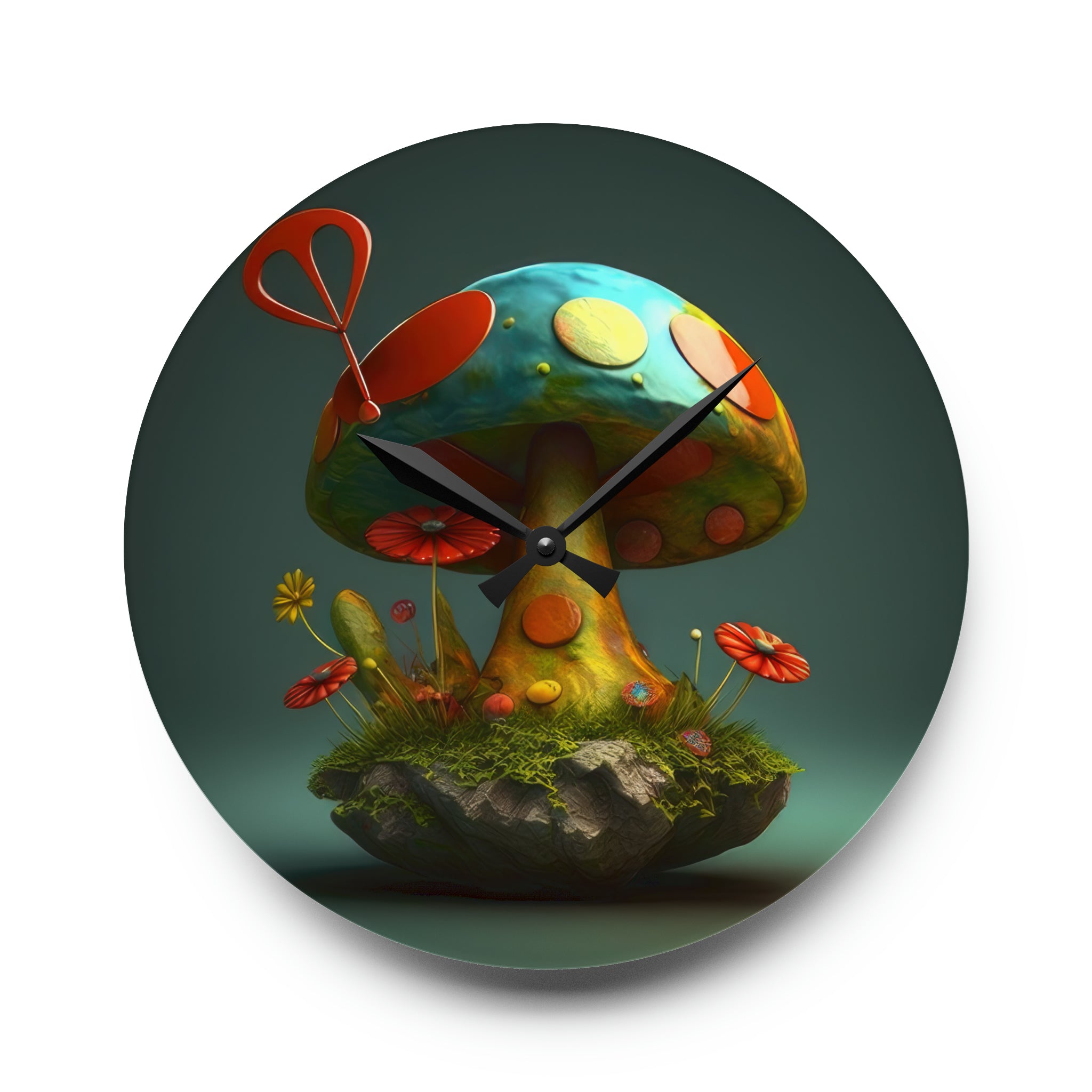 Hippie Mushroom Color Candy Style Design Style 3 Acrylic Wall Clock