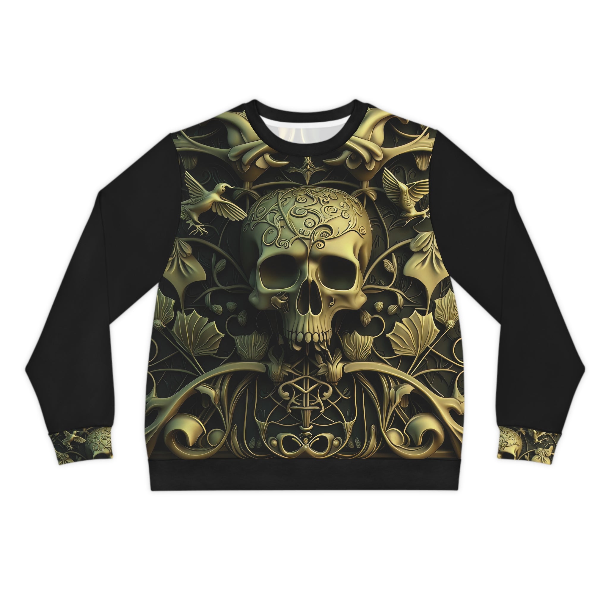 Metallic Chrome Skull and classic Designed Background Style 1 Lightweight Sweatshirt (AOP)