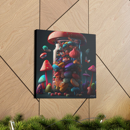 Beautiful Mushroom Luminating Colorful Bliss With Butterflies 2 Canvas Gallery Wraps