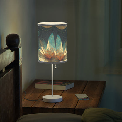 Bold And Beautiful White, Grey And Blue Floral Style 3 Lamp on a Stand, US|CA plug