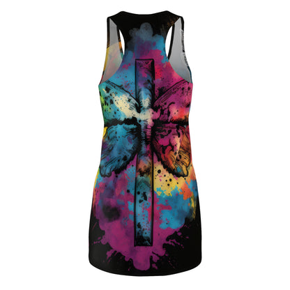 Bold And Beautiful Tie Dye Style Four Women's Cut & Sew Racerback Dress (AOP)