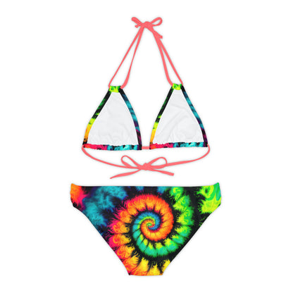 Bold And Beautiful Tie Dye Style One A, Four Strappy Bikini Set (AOP)