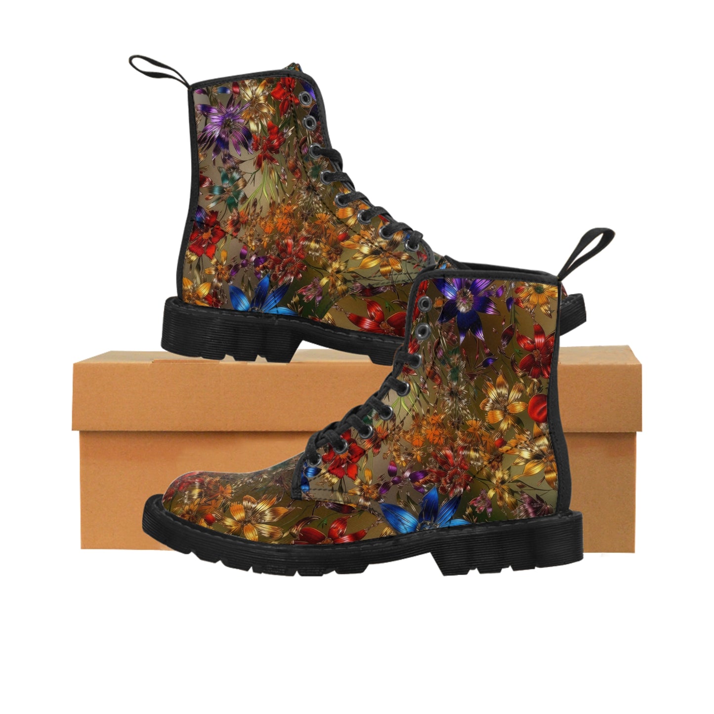 Bold & Beautiful & Metallic Wildflowers, Gorgeous floral Design, Style 1 Women's Canvas Boots