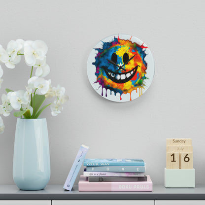 Happy Tie Dye Face Style 3 Wall Clock