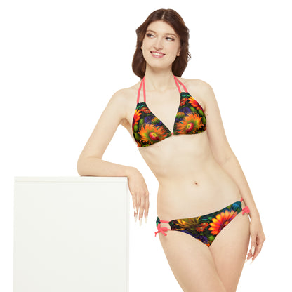 Bold And Beautiful Flowers Style One Strappy Bikini Set (AOP)