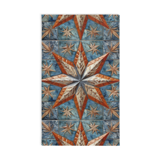 Beautiful Stars Abstract Star Style Orange, White And Blue Hand Towel