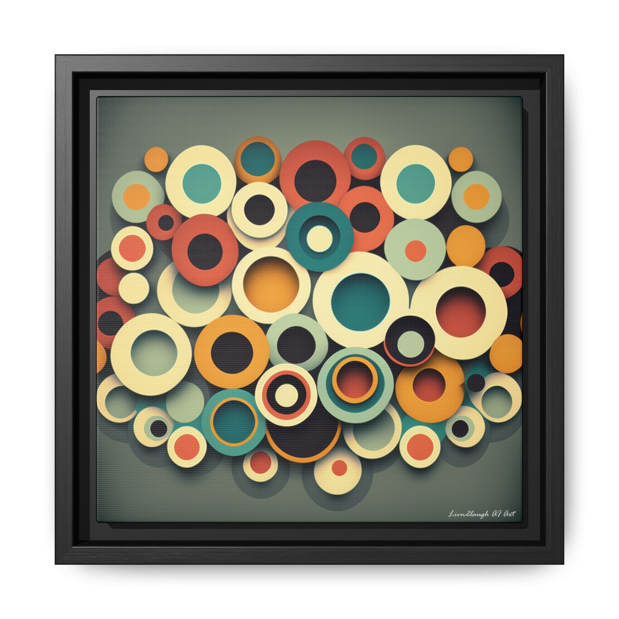 Gathered Circles, Matte Canvas, Framed (Multi-color)