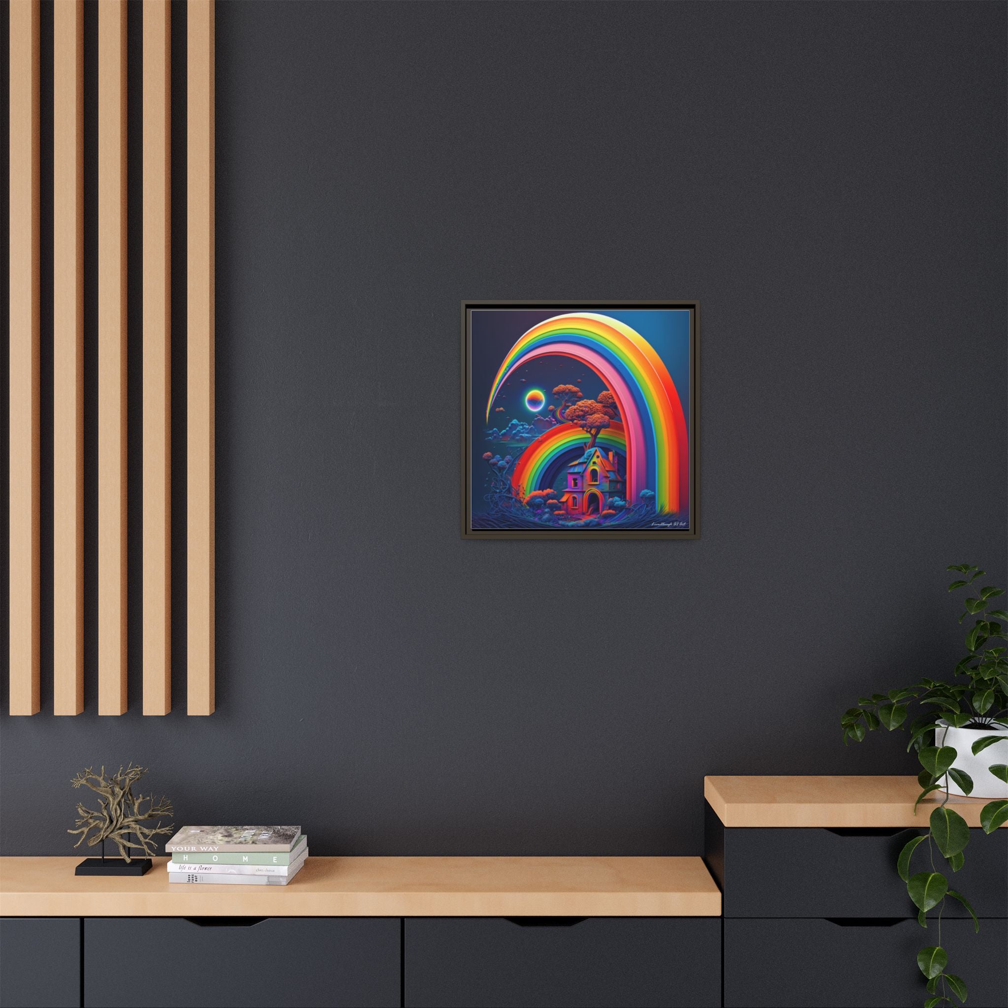 Home Beneath the Rainbow, Art Print — Colorful Modern Wall Canvas