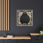 "Playful Black Cat Mosaic", Framed Mosaic Cat Art Print — Colorful Modern Wall Canvas
