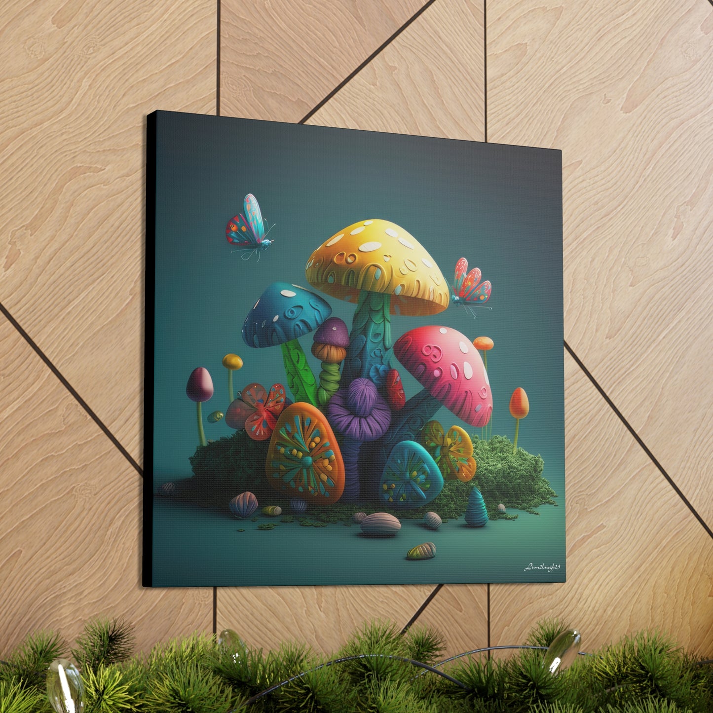 Beautiful Mushroom Luminating Colorful Bliss 4 Canvas Gallery Wraps