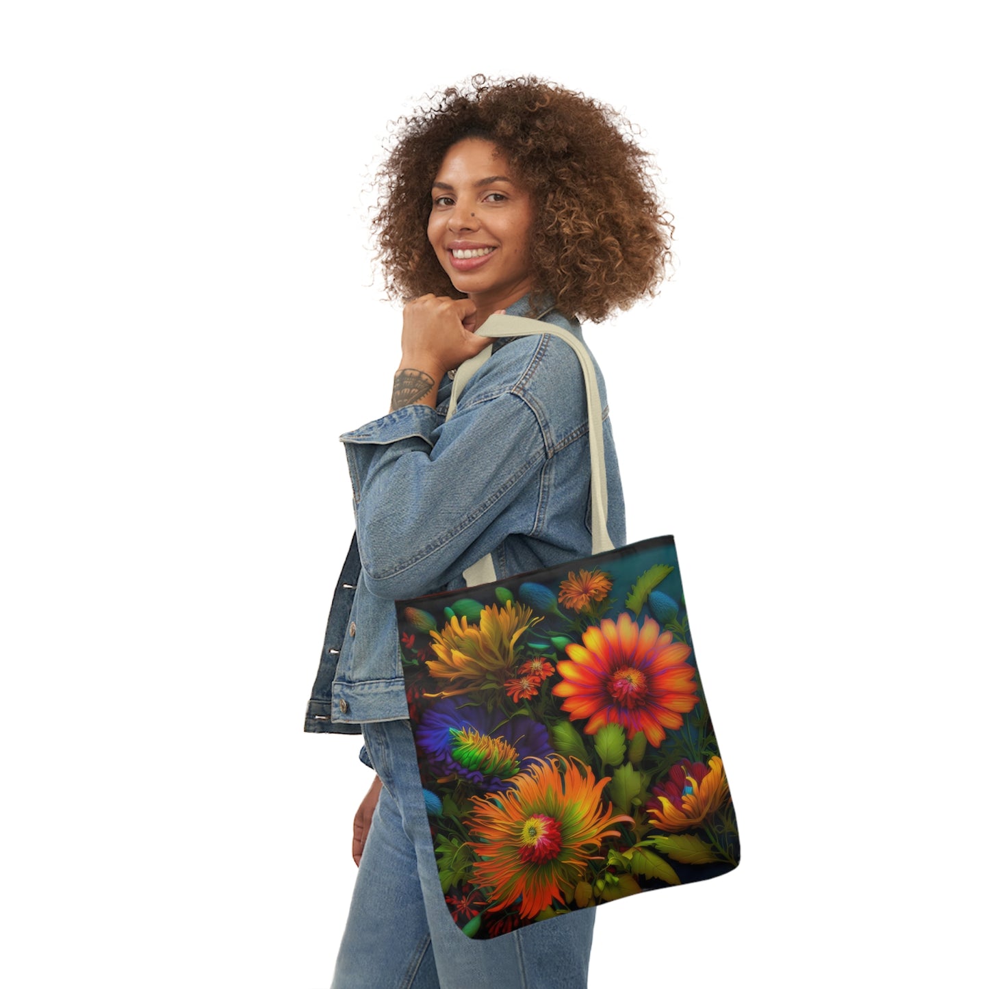 Bold And Beautiful Flowers Style One Polyester Canvas Tote Bag (AOP)