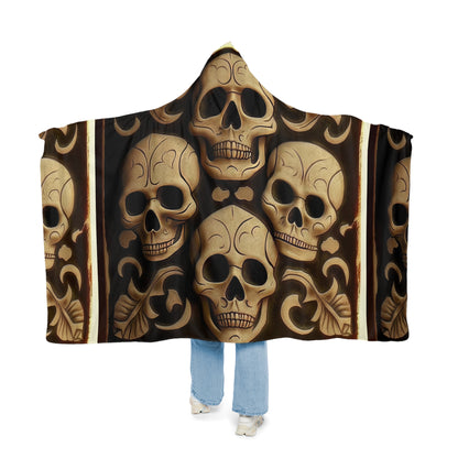 Deeply Detailed Black And Cream White Skulls Snuggle Blanket