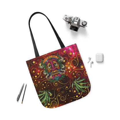 Groovy Island Man Smoking With Marijuana Pot Weed 420 Hands Polyester Canvas Tote Bag (AOP)