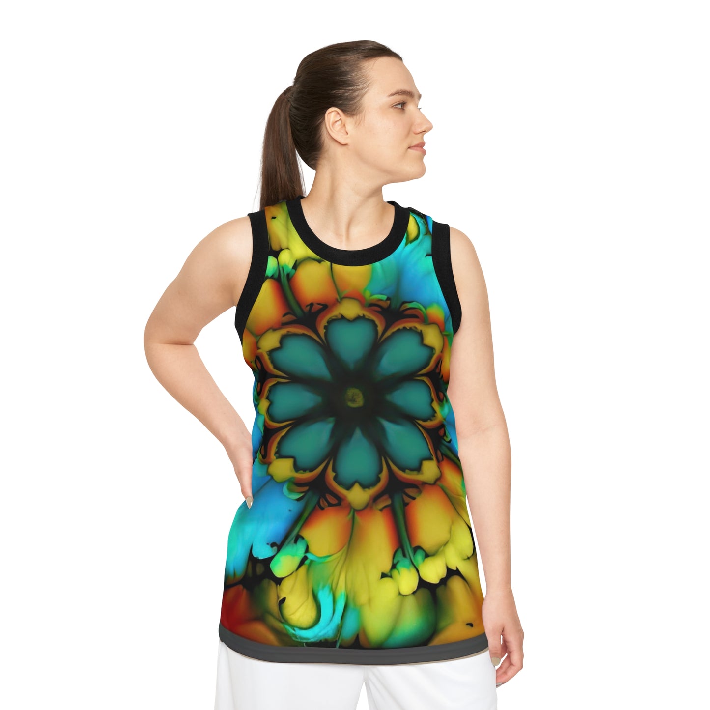 Bold And Beautiful Tie Dye B 3 Blue Yellow Unisex Basketball Jersey (AOP)