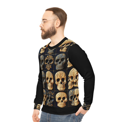 Metallic Chrome Skulls and classic Designed Background Style 13 Lightweight Sweatshirt (AOP)