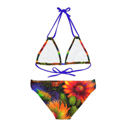 Bold And Beautiful Flowers Style One Strappy Bikini Set (AOP)