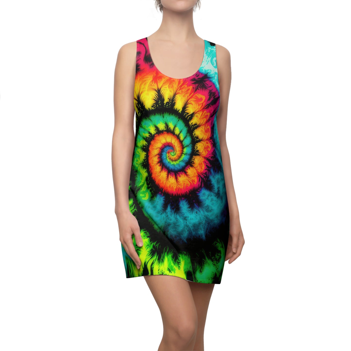 Bold And Beautiful Tie Dye Style Three C, Women's Cut & Sew Racerback Dress (AOP)