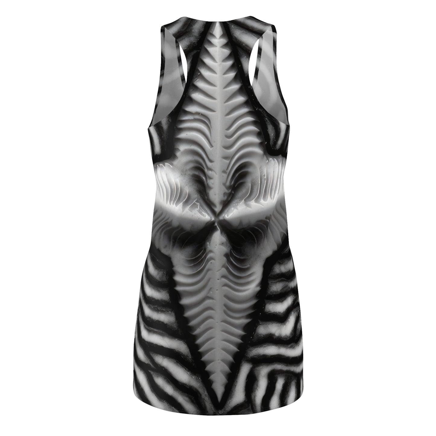 Beautiful Stars Abstract Star Style Black And White Women's Cut & Sew Racerback Dress (AOP)