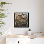 "Serene Mosaic Cat", Framed Mosaic Cat Art Print — Colorful Modern Wall Canvas