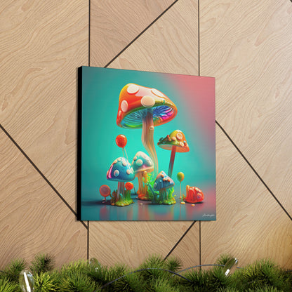 Beautiful Mushroom Luminating Colorful Bliss 3 Canvas Gallery Wraps