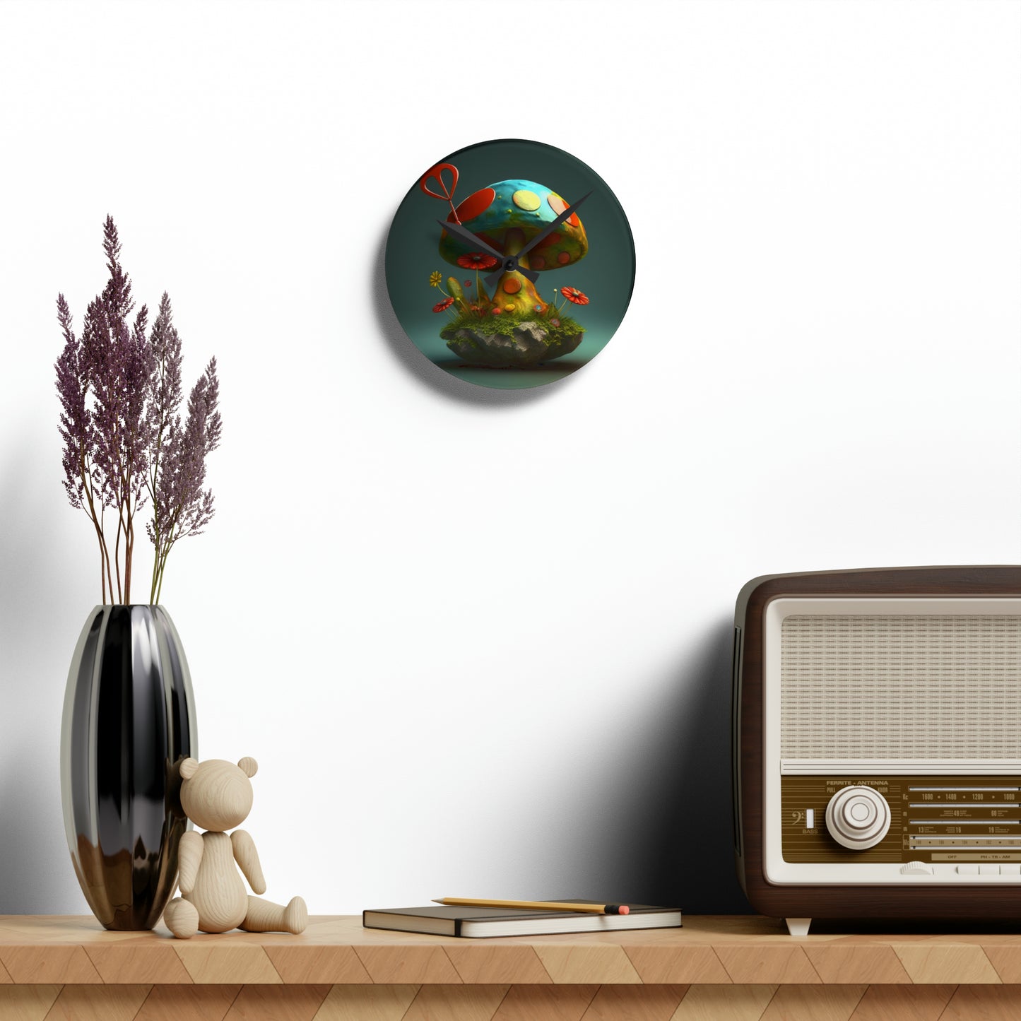 Hippie Mushroom Color Candy Style Design Style 5 Acrylic Wall Clock