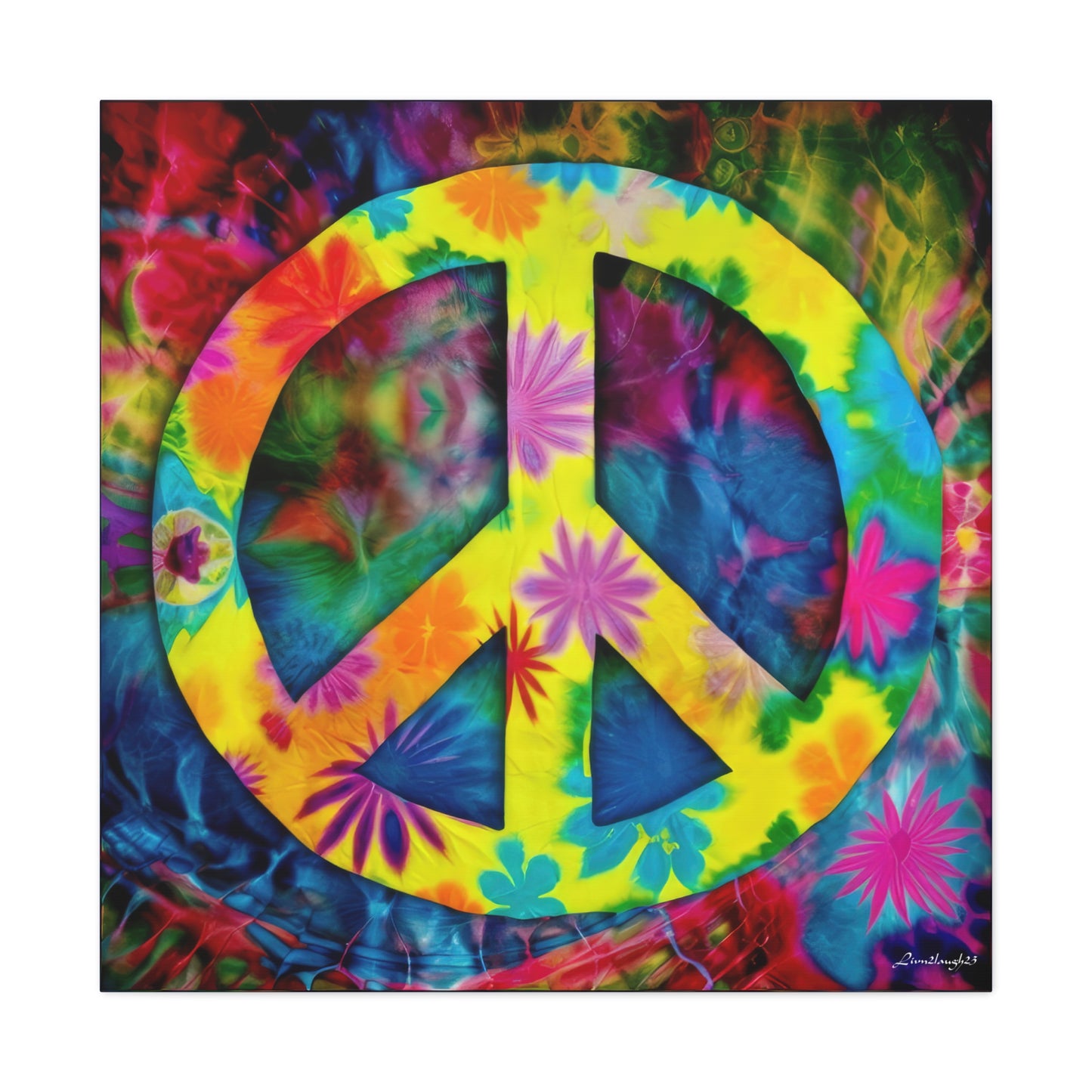 Coolio Tie Dye Hippie Peace Sign 3 Canvas Gallery Wraps