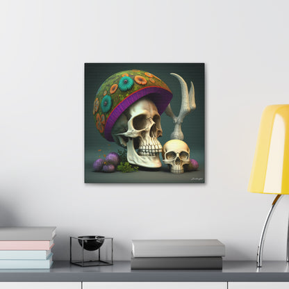 Skull With Colorful Beautifully Detailed Helmet Purple Green Orange Canvas Gallery Wraps