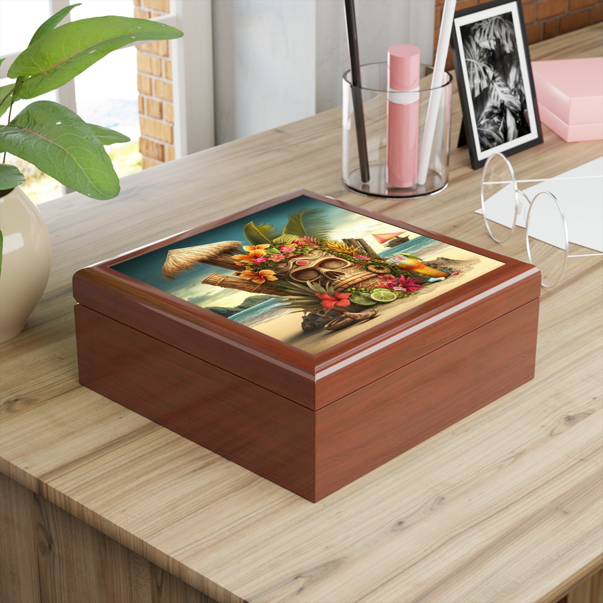 Tiki Dreams by the Shore, Jewelry- Stash -Collection Box