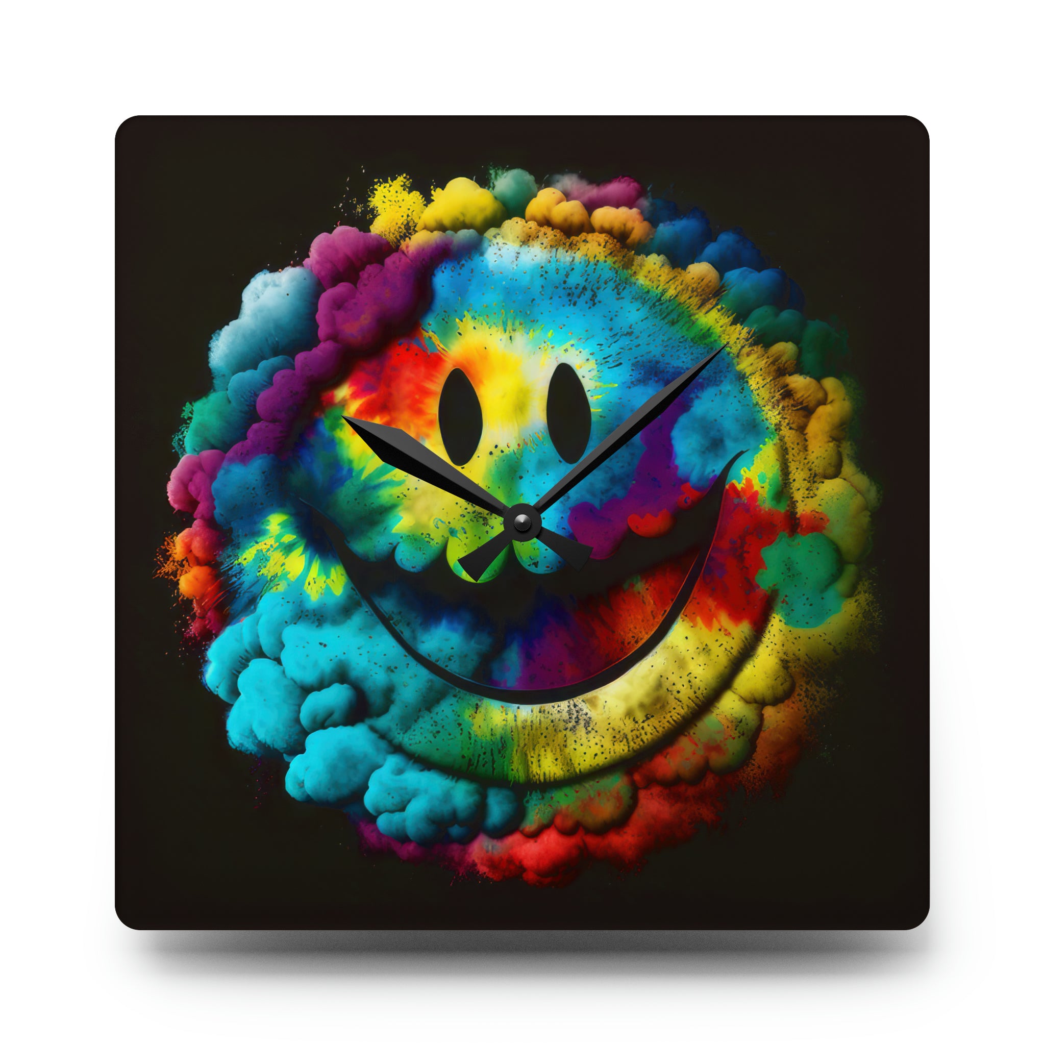 Happy Tie Dye Face Style 4 Wall Clock