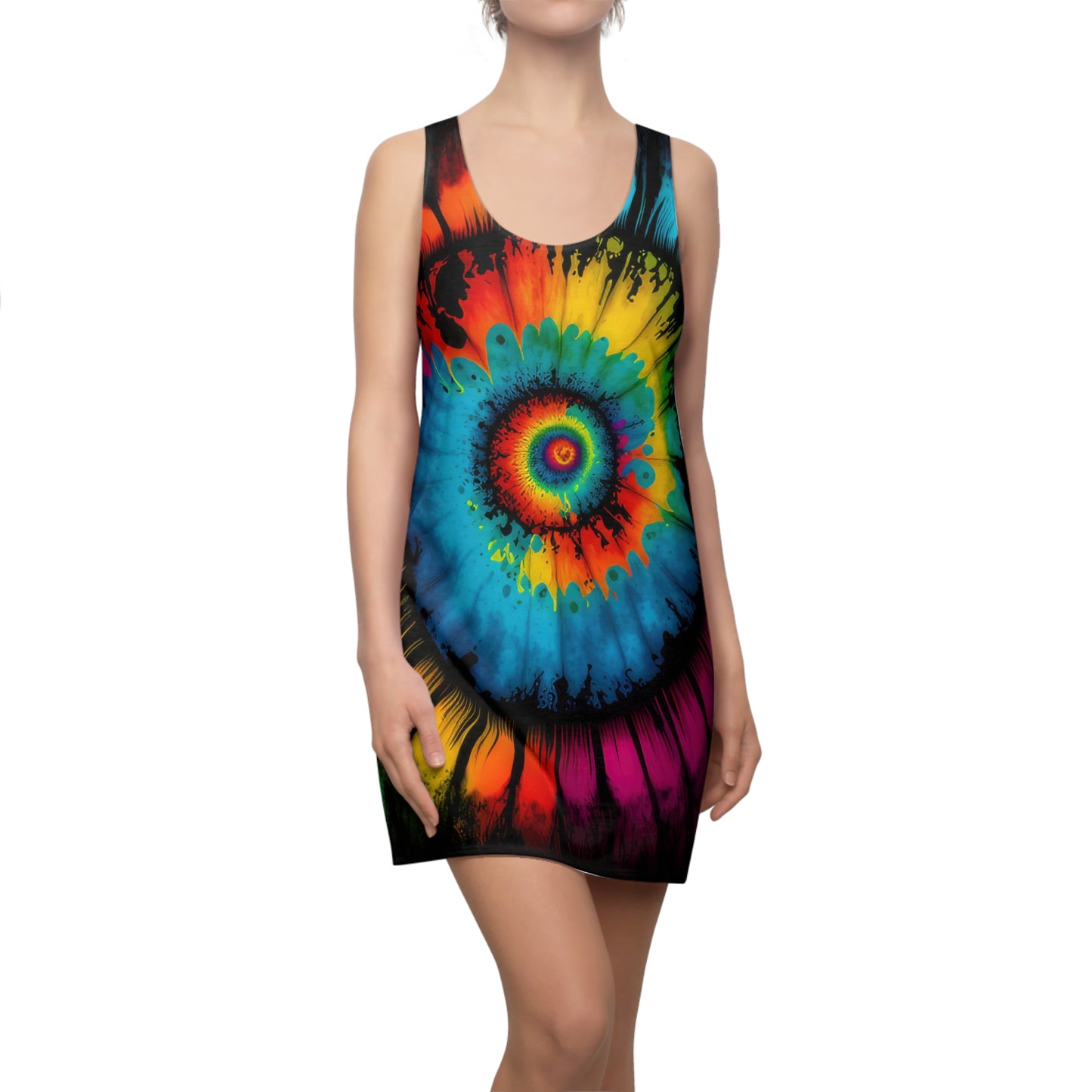 Bold And Beautiful Tie Dye Style Four C, Women's Cut & Sew Racerback Dress (AOP)