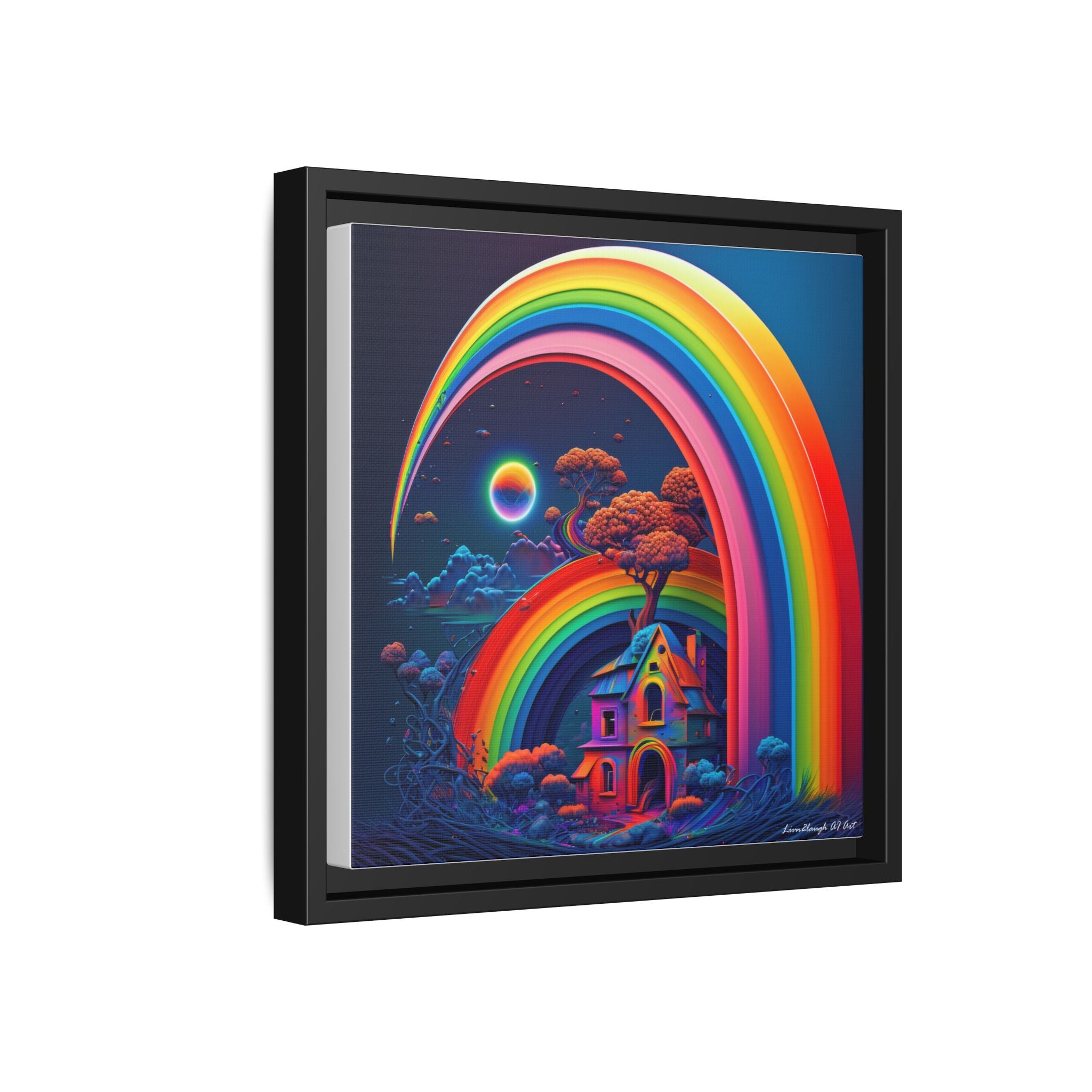 Home Beneath the Rainbow, Art Print — Colorful Modern Wall Canvas