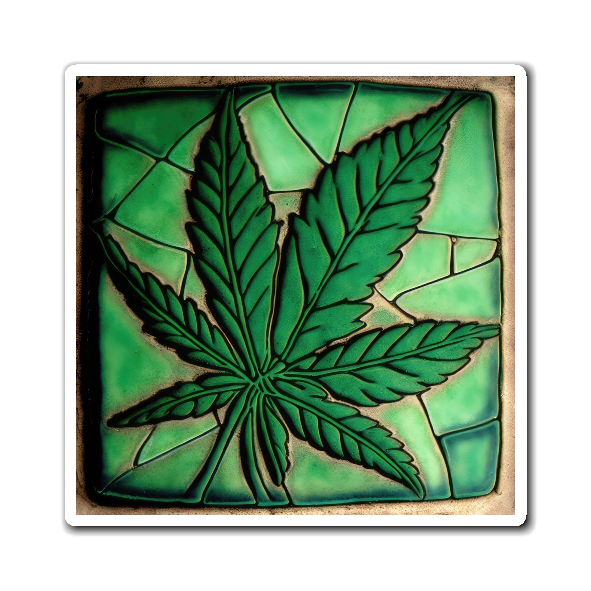 Large Beautiful Marijuana Leaf With Gorgeous Green Background Magnets