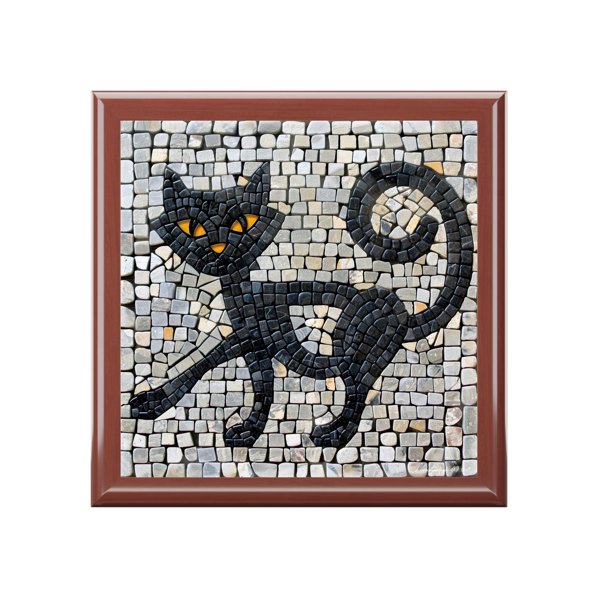 "Curious Black Cat Mosaic", Jewelry- Stash- Collection Box