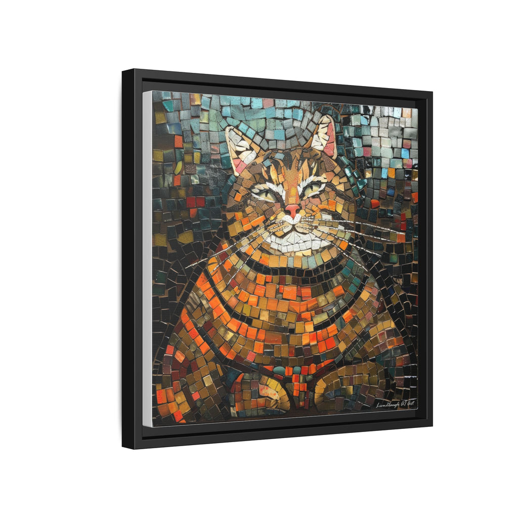 Mosaic Majesty: The Regal Cat, Framed Mosaic Cat Art Print — Colorful Modern Wall Canvas